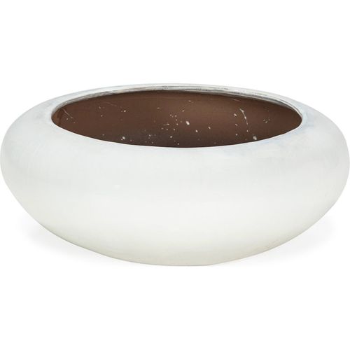 Cache Pot Blanc En Grès Avec Orifice De Drainage Élégant