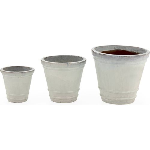 Cache Pot Blanc En Grès Design Avec Orifice De Drainage