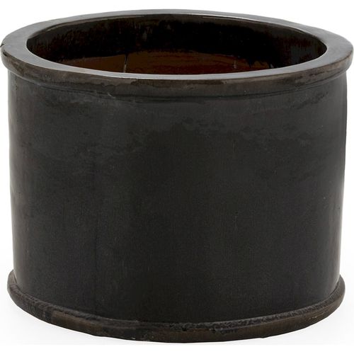 Cache Pot En Grès Gris Déchu Avec Orifice De Drainage Élégant