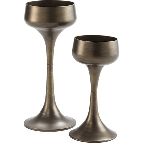 Cache Pot Métal Finition Bronze Vieilli Style Contemporain Élégant