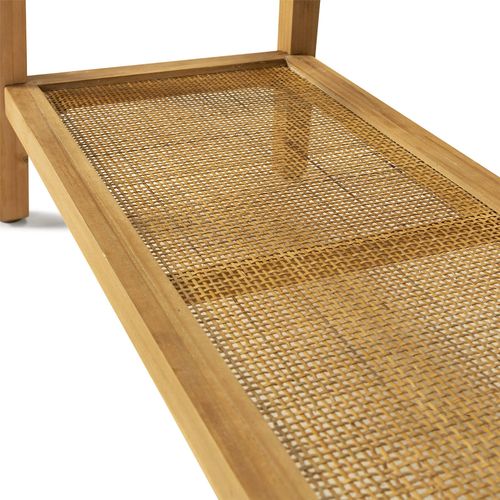 Console Bois Verre Et Rotin Naturel Style Épuré Pour Entrée Élégante