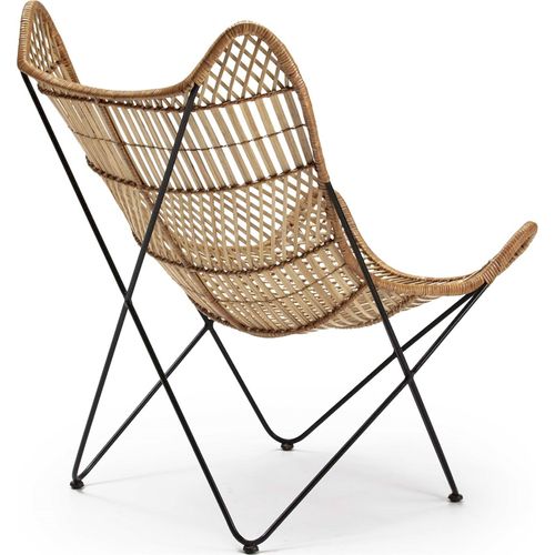 Fauteuil Osier Naturel Et Métal Noir Design Élégant