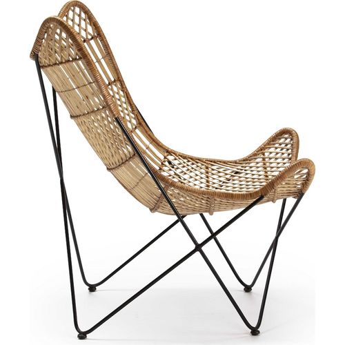 Fauteuil Osier Naturel Et Métal Noir Design Élégant