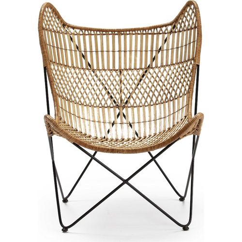 Fauteuil Osier Naturel Et Métal Noir Design Élégant