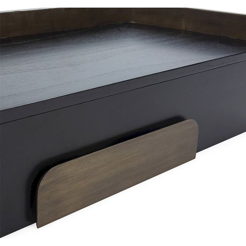Console Bois De Cèdre Et Métal Noir Doré Style Contemporain