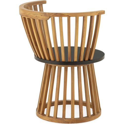 Fauteuil Design En Bois De Teck Naturel Et Assise Noire