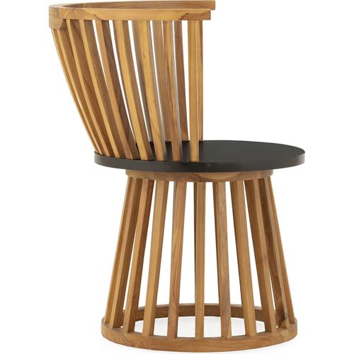 Fauteuil Design En Bois De Teck Naturel Et Assise Noire