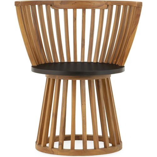 Fauteuil Design En Bois De Teck Naturel Et Assise Noire