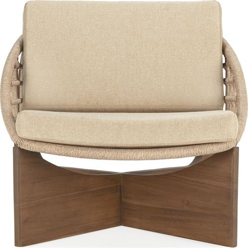 Fauteuil En Teck Et Rotin Naturel Assise Tissu Camel Design Élégant