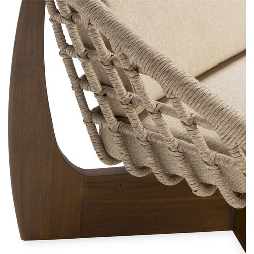 Fauteuil En Teck Et Rotin Naturel Assise Tissu Camel Design Élégant
