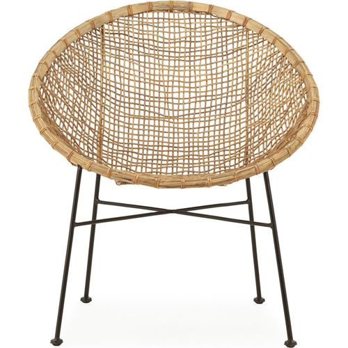 Fauteuil Osier Naturel Et Fer Noir Style Lounge Élégant