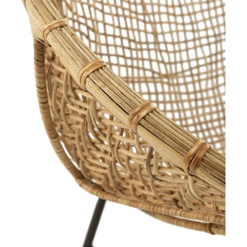 Fauteuil Osier Naturel Et Fer Noir Style Lounge Élégant