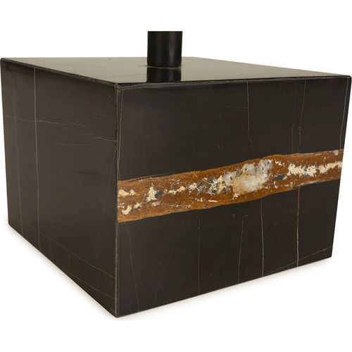 Table à Café Élégante En Métal Noir Et Marbre Doré Raffiné