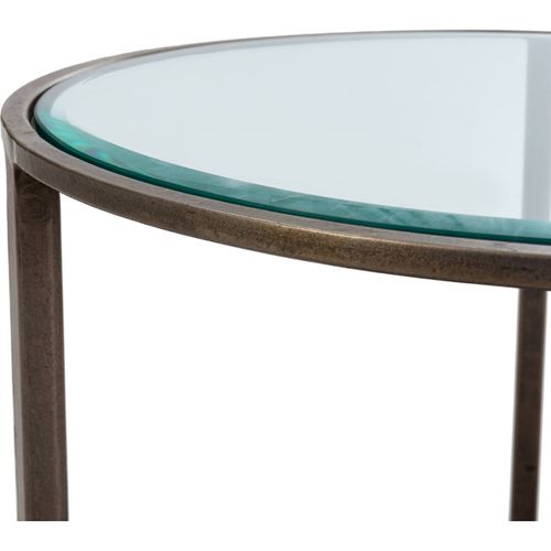 Table à Café Doré Antique En Métal Et Verre Avec Plateau Décoratif