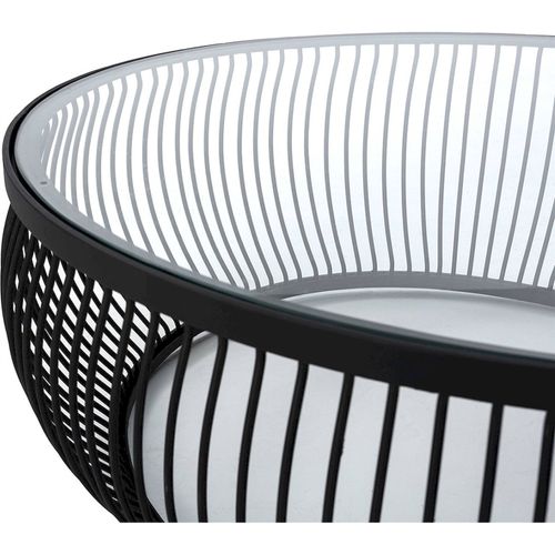 Table à Café Design Verre Trempé Et Métal Noir Élégant