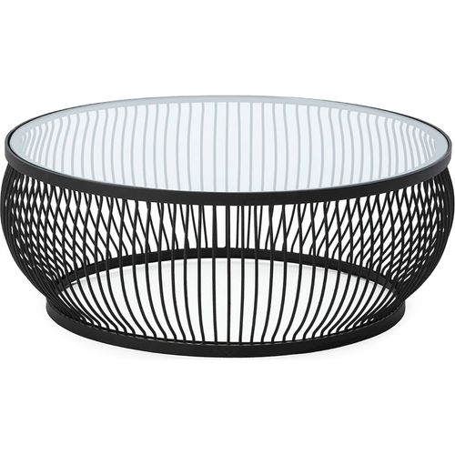 Table à Café Design Verre Trempé Et Métal Noir Élégant