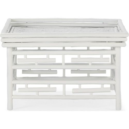 Table à Café Blanc En Bambou Et Rotin Style Salon Contemporain