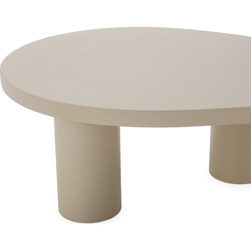 Table à Café Design Taupe Finition Pierre Résistante Aux Taches