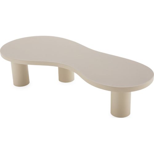 Table à Café Design Taupe Finition Pierre Résistante Aux Taches