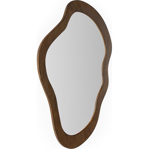 Miroir Mural Bois Marron Foncé Forme Organique Élégante