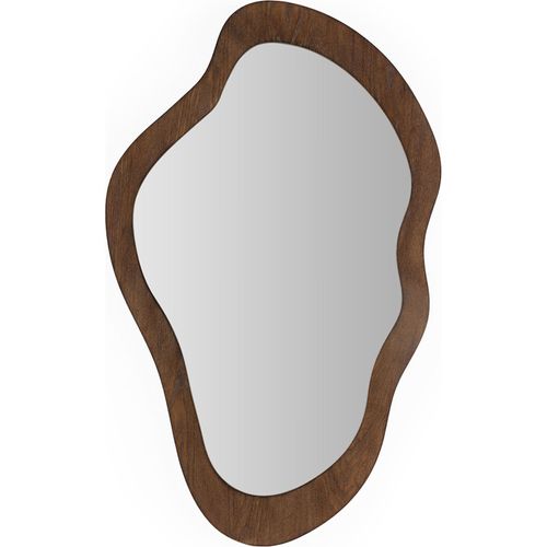 Miroir Mural Bois Marron Foncé Forme Organique Élégante
