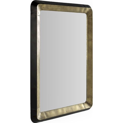 Miroir Mural Doré Et Noir Métal Bois Design Élégant Salon