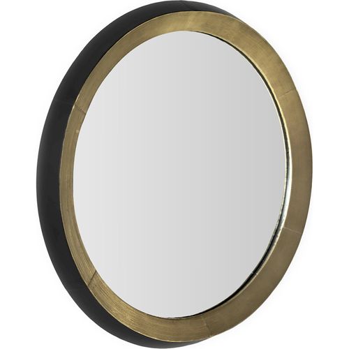 Miroir Rond Métal Et Bois Doré Noir Design Contemporain
