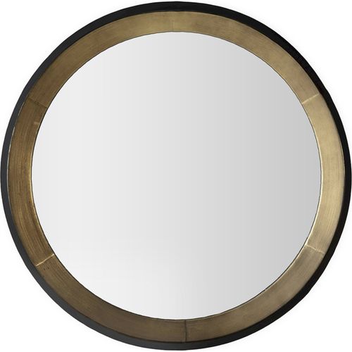 Miroir Rond Métal Et Bois Doré Noir Design Contemporain