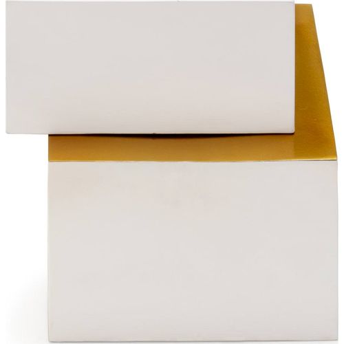 Table D'appoint Design Métal Blanc Doré Style Contemporain Chic