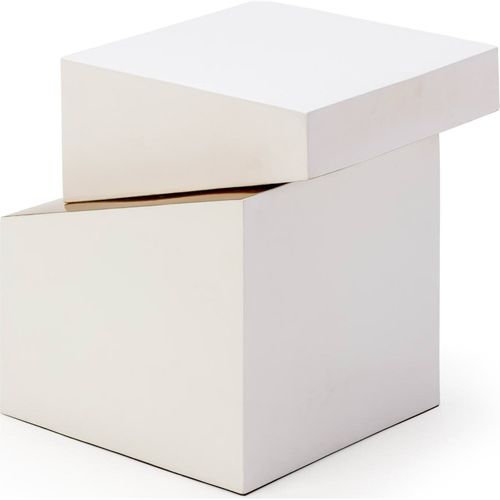 Table D'appoint Design Métal Blanc Doré Style Contemporain Chic