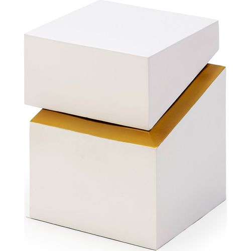 Table D'appoint Design Métal Blanc Doré Style Contemporain Chic