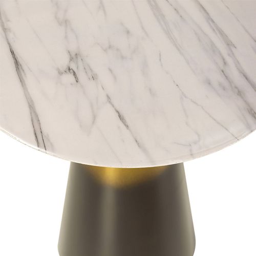 Table D'appoint Marbre Blanc Et Fer Doré Noir Style Contemporain