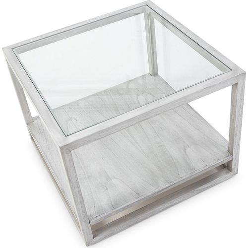 Table D'appoint Verre Et Bois De Cèdre Gris Voilé Élégante