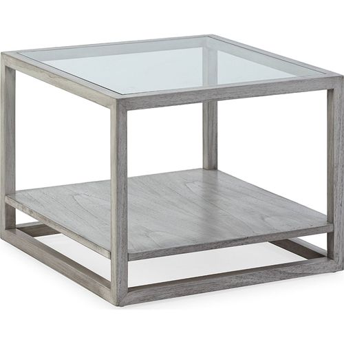 Table D'appoint Verre Et Bois De Cèdre Gris Voilé Élégante