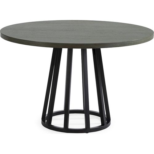 Table De Salle à Manger Bois De Cèdre Et Métal Gris Noir Design