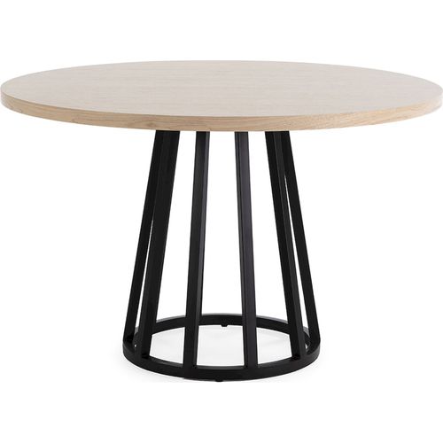 Table De Salle à Manger Bois Mindi Naturel Et Piètement Métal Noir