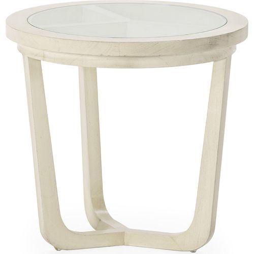 Table D'appoint Blanc Voilé Bois De Cèdre Et Verre Élégant