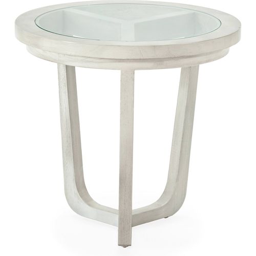 Table D'appoint Bois De Cèdre Gris Voilé Avec Plateau Verre