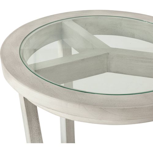 Table D'appoint Bois De Cèdre Gris Voilé Avec Plateau Verre