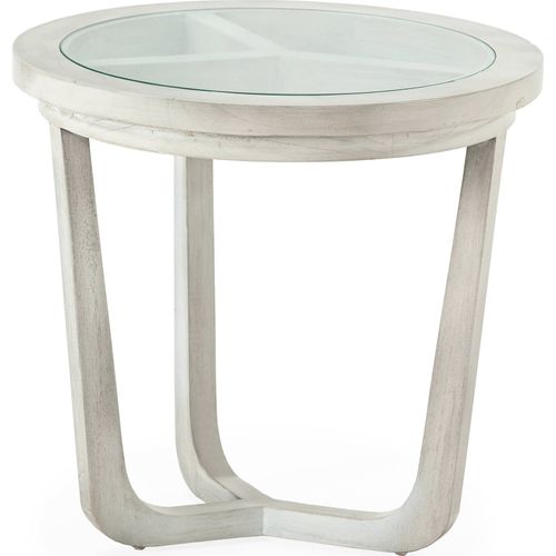 Table D'appoint Bois De Cèdre Gris Voilé Avec Plateau Verre