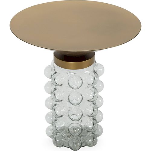Table D'appoint Dorée Design En Verre Transparent Et Métal Élégant