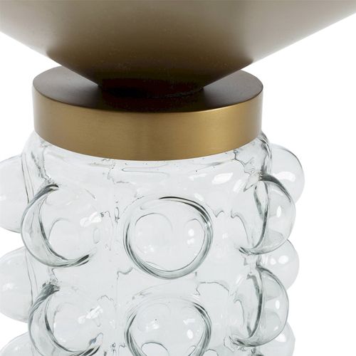 Table D'appoint Dorée Design En Verre Transparent Et Métal Élégant