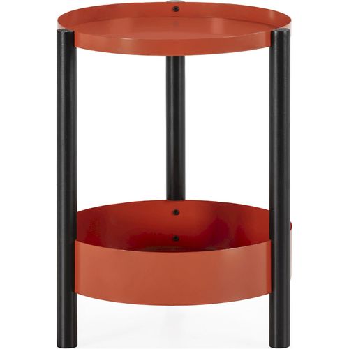Table D'appoint Corail Et Noir En Métal Et Bois D'épicéa