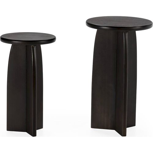 Table D'appoint Noire En Bois De Caoutchouc Design Contemporain