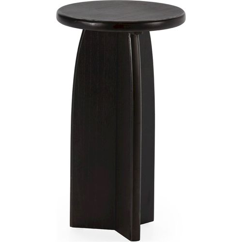 Table D'appoint Noire En Bois De Caoutchouc Design Contemporain