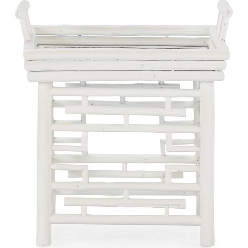 Table D'appoint Blanche En Bambou Et Rotin Style Contemporain