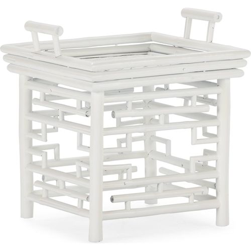 Table D'appoint Blanche En Bambou Et Rotin Style Contemporain