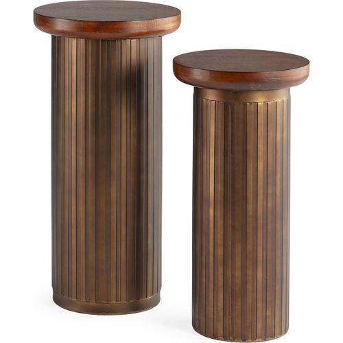 Table D'appoint Bois Noyer Élégante Finition Colonne Sculptée