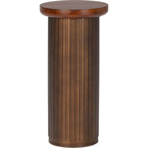 Table D'appoint Bois Noyer Élégante Finition Colonne Sculptée