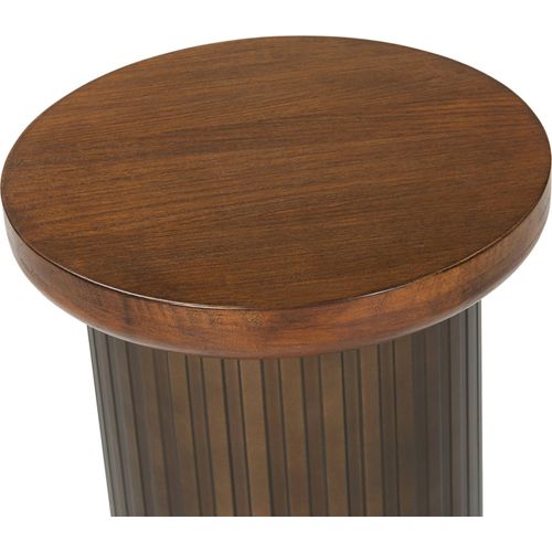Table D'appoint Bois Noyer Design Colonne Élégante